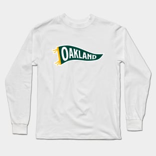 Oakland Pennant - White Long Sleeve T-Shirt